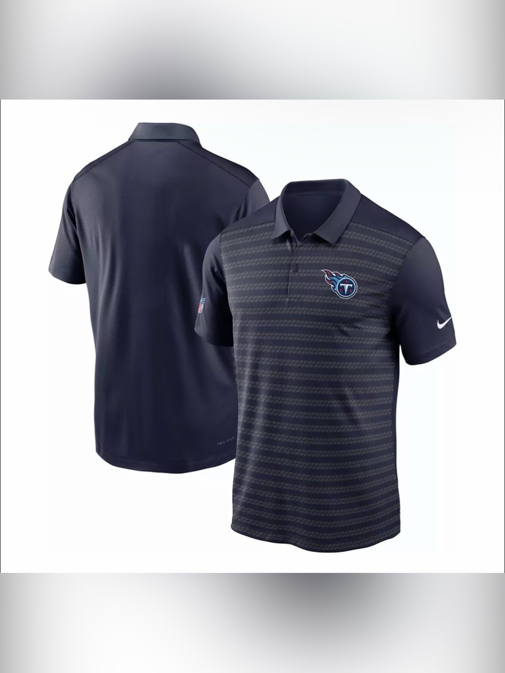 Nike Tennessee Titans NFL Football Navy Striped Polo Shirt Men's Size: S